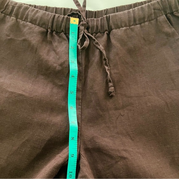 Kate Hill Chocolate Draw String Ankle Length Linen Pants - Picture 6 of 9